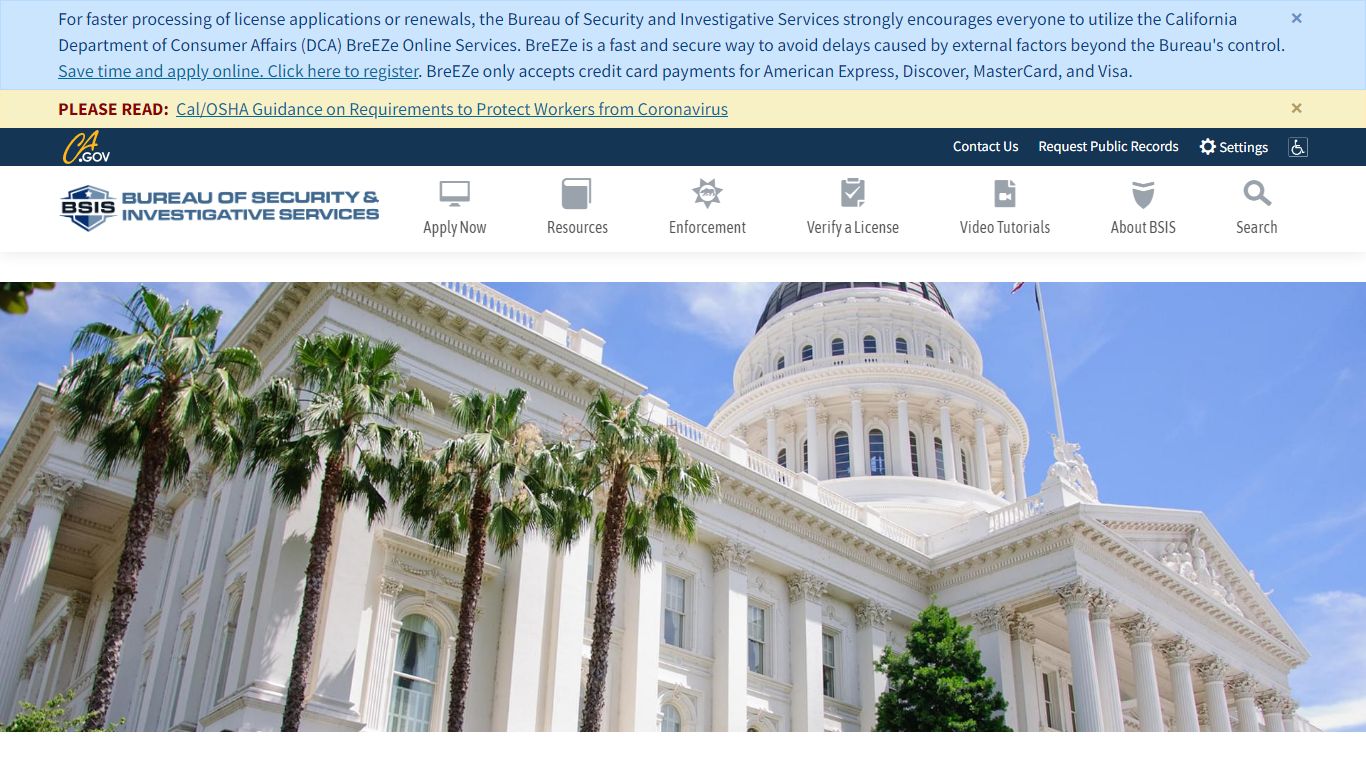 Welcome to the Bureau of Security and Investigative Services